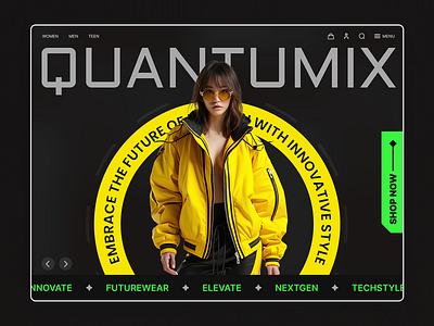 QUANTUMIX - E-Commerce website cloths dark future girl online shopping ui