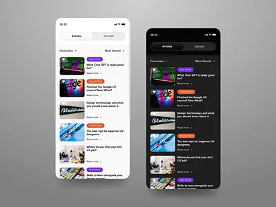 Blog Articles List (Concept Design) app article articles badge badges blog blog app blog article clean dark mode light mode mobile app mobile blog neumorphism toggle ui ui design uiux ux ux design