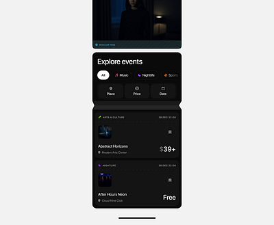 Explore Events app design ui ux