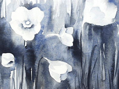 bellflower floral garden illustration monotone painting watercolor