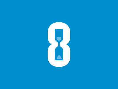 Eight Hours 8 blue eight hourglass hours icon logo negative space sand