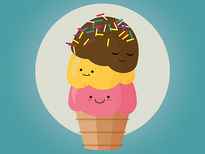 National Ice Cream Day chocolate cone cute dessert friendly icecream illustration kawaii sprinkles strawberry summer vanilla