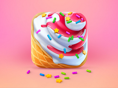 IceCream app icon app icon artua cone cream ice cream icon illustration ios icon texture