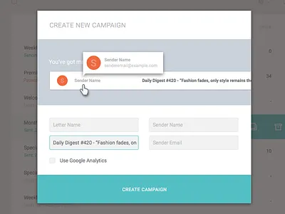 Email Marketing Service (WIP-4) campaign create email module new newsletter popup