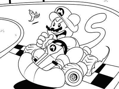 Timmy Mario Kart Coloring Page art character digital illustration lines mario thinkgeek timmy video games