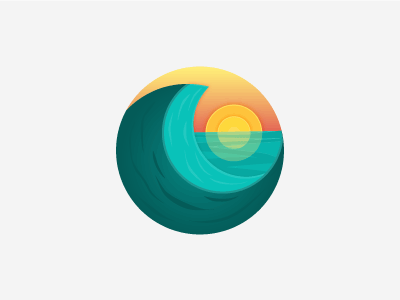 Sunset ai hawaii horizon illustration ocean sunset vector water wave