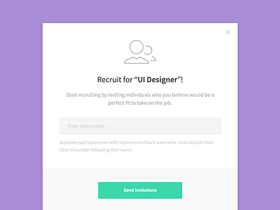 Kicklow - Job Invite email flat invitation invite job kicklow modal notify recruit recruitment send ui