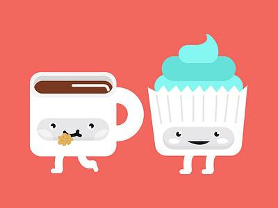 Coffee and Cupcake cafe coffee cookie cupcake flat food illustration yum