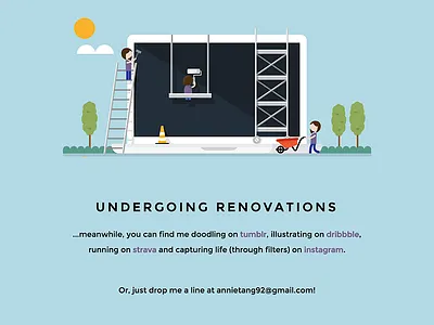 WIP Personal Site construction illustration laptop paint personal renovations website wheelbarrow