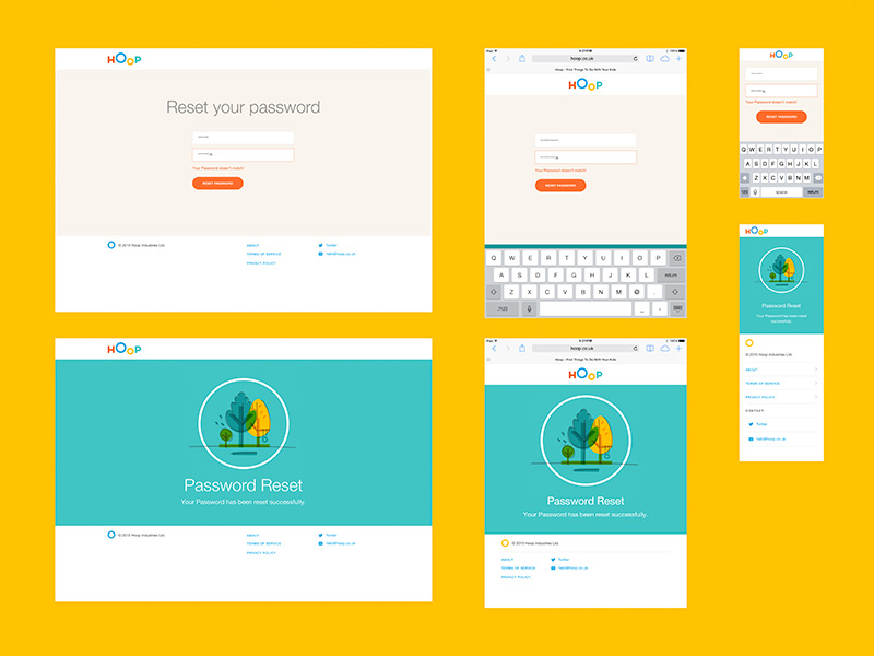 Hoop Password Reset app branding colors colours hoop identity illustration password yellow