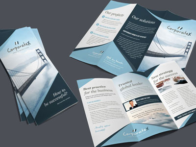 Business Trifold Brochure blue brochure business business brochure company financial indesign insurance threefold tri fold tri fold brochure trifold