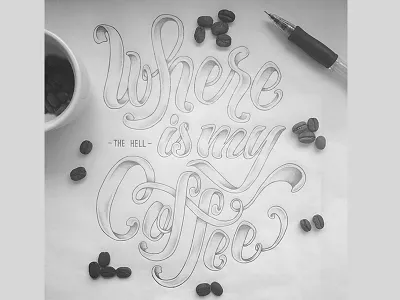 Where [The Hell] Is My Coffee ? coffee handlettering handtype lettering script type typographie typography