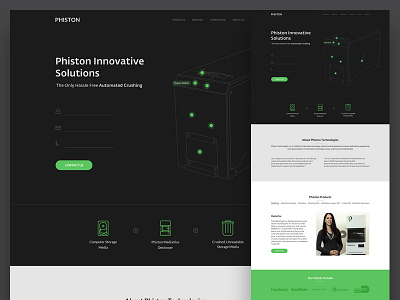 Phiston dark interface landing page layout technology ui web website