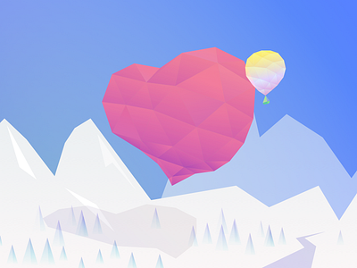 Journey of Heart flat heart illustration low polygon