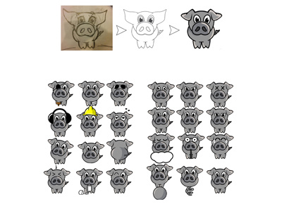 Pig Character cartoon character logo mascot pig