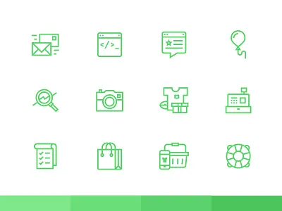 Icons cash code icon mail register shopping