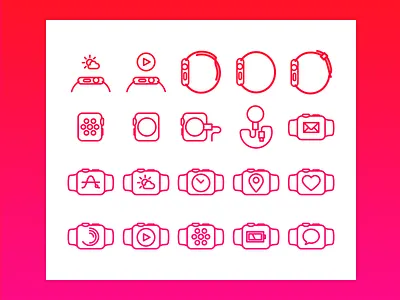 Watch Watch Set apple charger clock email iconography monogram outline set stroke vector watch weather