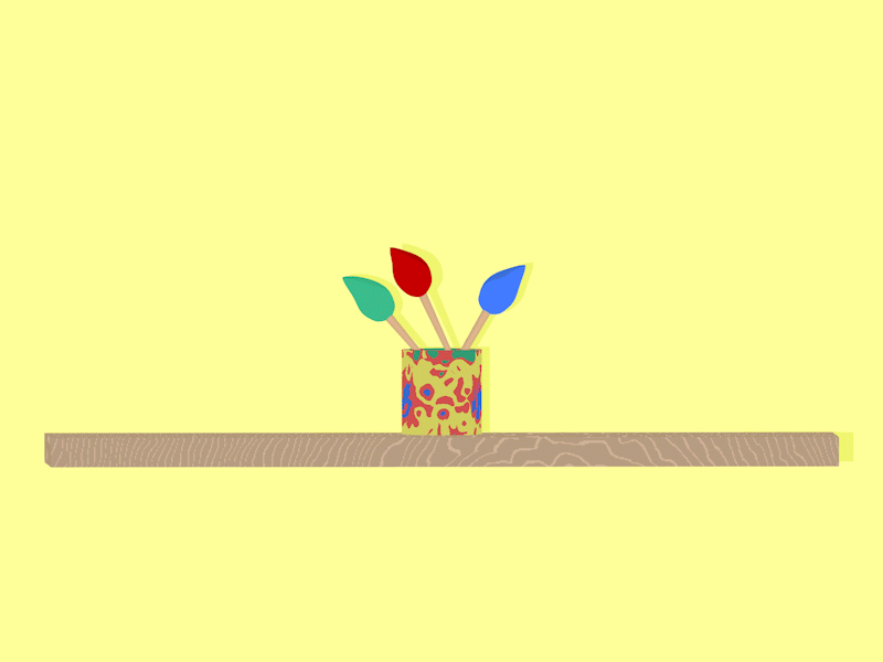 Brushes bounce brushes gif shelf wood yellow
