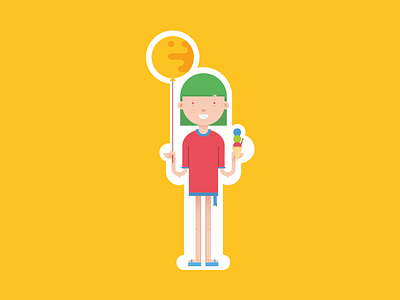 Sun! character flat girl sticker summer vector