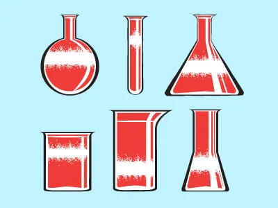 Beakers chemistry illustration mid century modern science