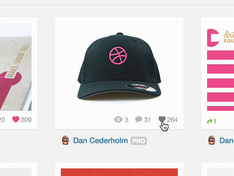 Like from shot lists. dribbble likes ui