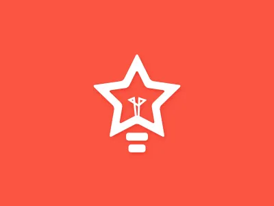 Startup incubator logo concept bright brighten bulb company concept ideas light logo red star startup