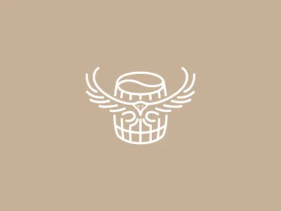 Barrel Espresso Bar Logo barrel bean bird coffee eagle line art logo wings