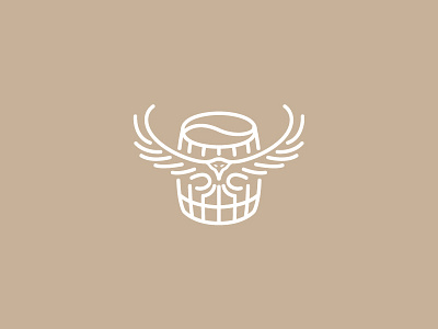 Barrel Espresso Bar Logo barrel bean bird coffee eagle line art logo wings