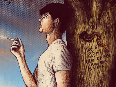 Time illustration smoke snake storm tree
