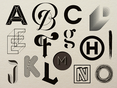 A-Z alphabet dropcap handlettering letters