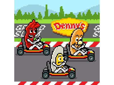 Breakfast a la Kart animation bacon dennys egg gif kart pancake pixel art race