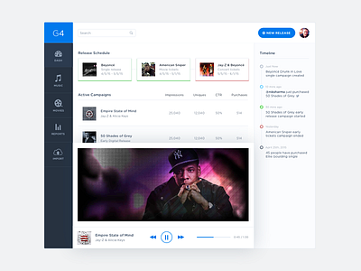 Media Manager dashboard design manager media music schedule timeline ui ux video