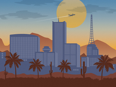 Phoenix arizona illustration landscape phoenix skyline