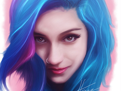 Fay Suicidegirls Digital Portrait Final blue hair bulesque digital portrait mangastudio multicolor hair piercing sexy suicidegirls wacom woman