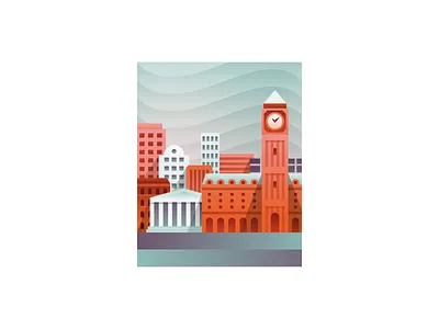 City buildings cityscape flat gradient illustration illustrator miguelcm skyline