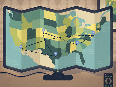 TV Actors US Tour map remote tv usa