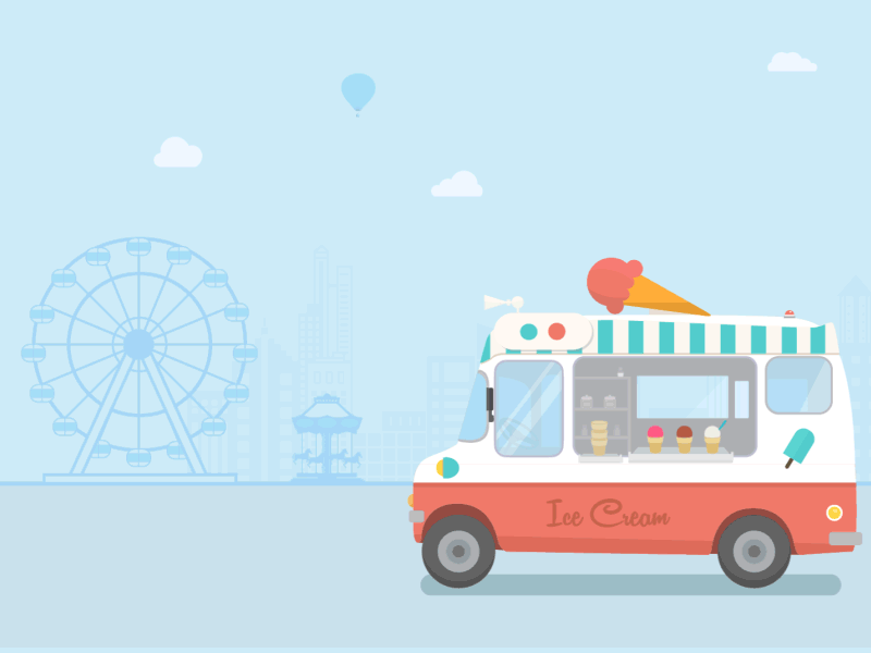 Sell on the go with Square after effects animation credit card ferris wheel flat ice cream square up swipe van