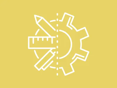 Design & Development Icon design development flat gear icon line