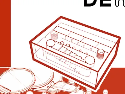 Case insert illustration line drawing print vector