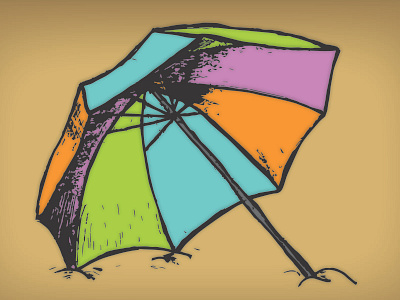 Beach Umbrella beach colors computerized sketch hand drawn illustration sketch umbrella