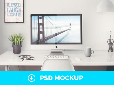 Free Imac 5K Retina 27" Psd Mockup apple computer free freebie imac mock mock up mockup office photoshop psd up