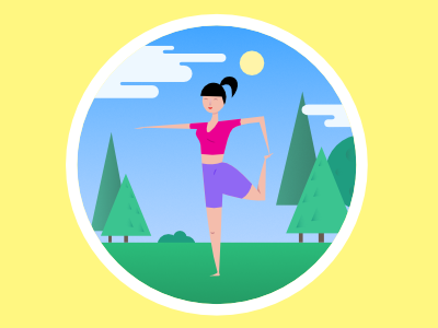 Yoga In The Park illustration park sticker summer sun trees vector yoga yogi