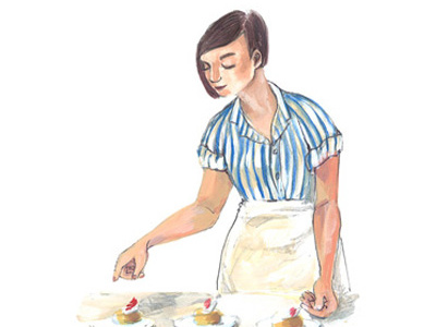 Baker drawing food illustration painting woman