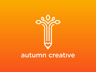 Autumn Creative Logo autumn creative fall leaves logo monoline pencil
