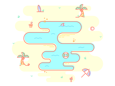 Lazy days in Los Angeles illustration los angeles minimal ocean palm tree pool summer vector