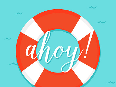 Ahoy blue illustration nautical orange summer swimming water