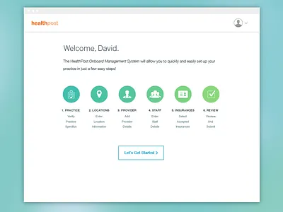 V2 admin color how to initiation medical onboard onboarding practice setup steps welcome wizard