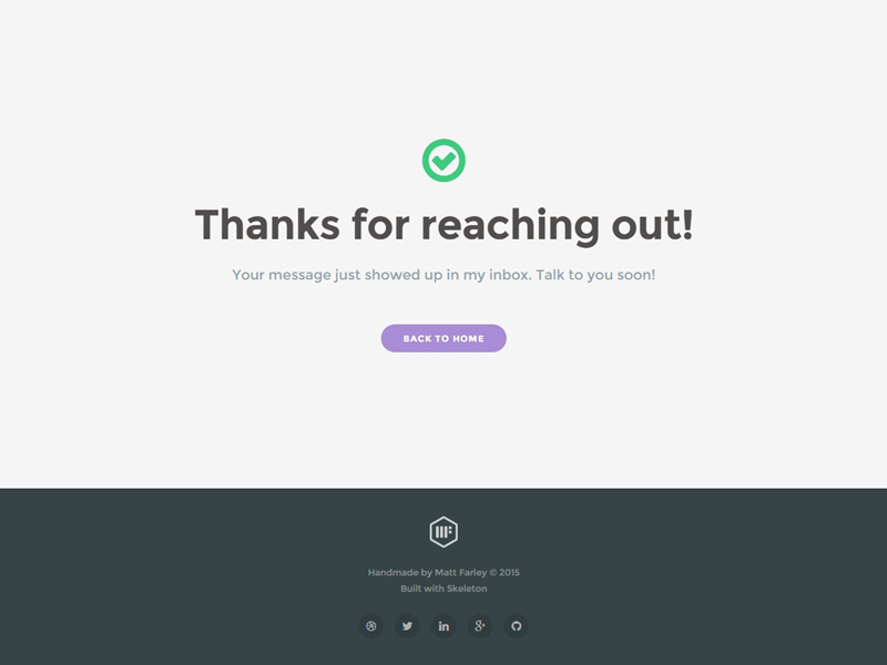 Example of Success Message