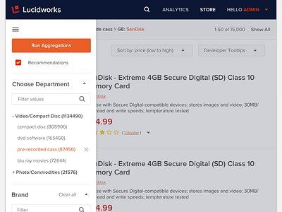 Demo site design ecommerce facet lucidworks search ui ux