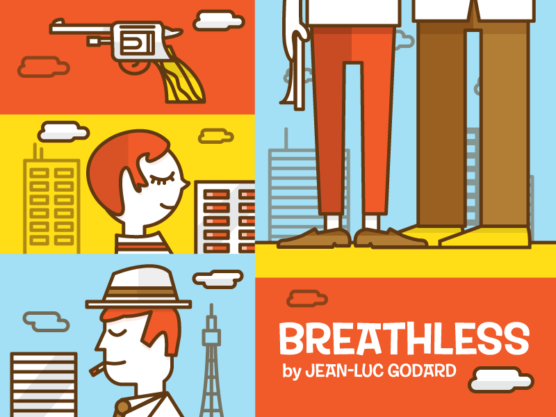 Breathless 1960s film french godard illustration jean seberg movie new wave